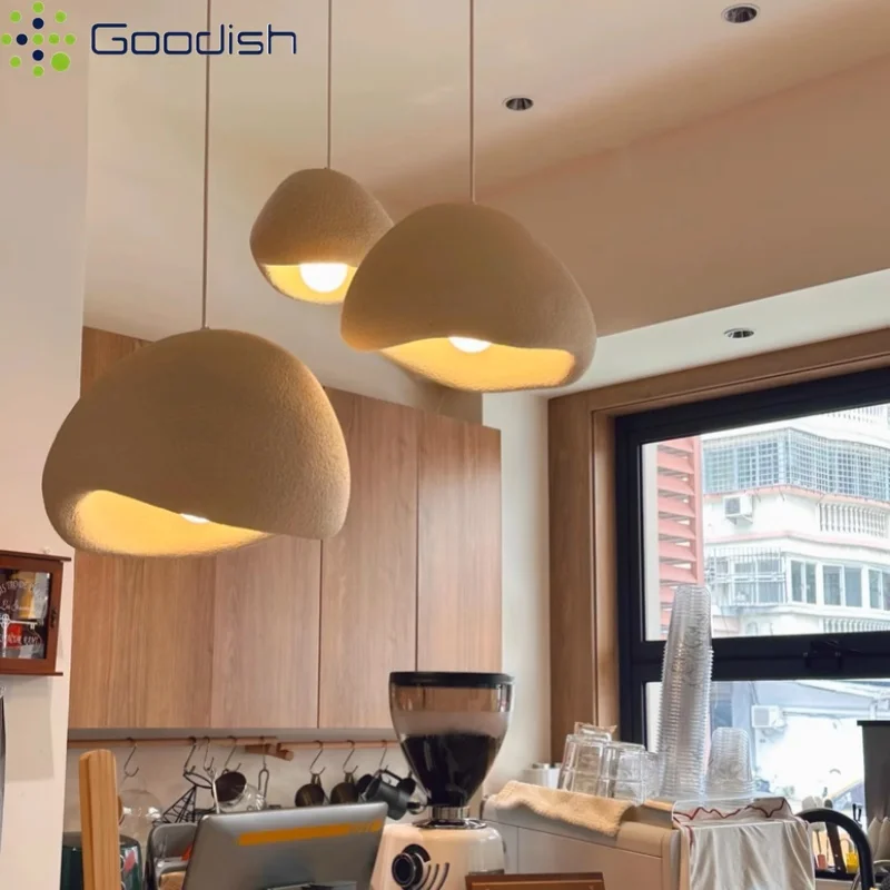 Simplicity Stylish Brim Hat Shaped Resin LED Pendant Lights Art Creative Indoor Lamp for Living Room Home Decoration Chandeliers
