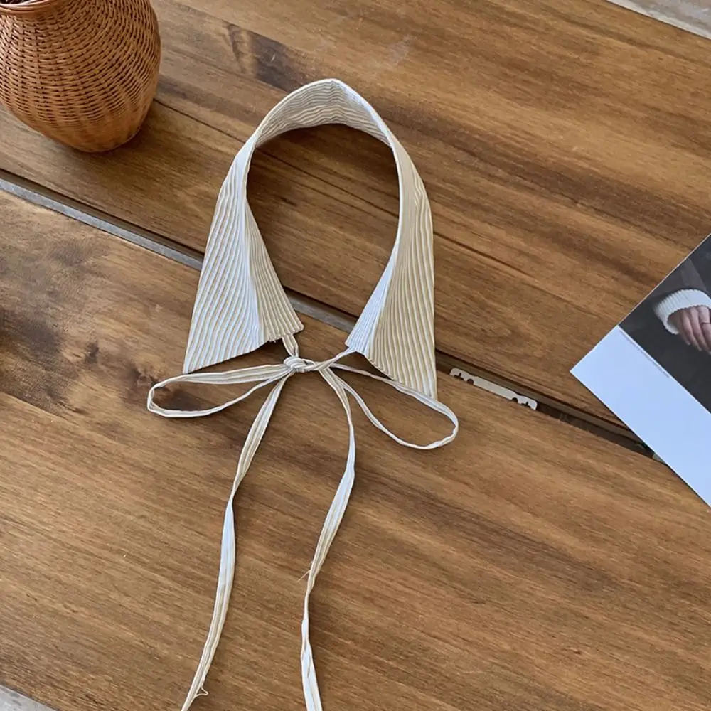 격자 무늬 스트라이프 셔츠 가짜 칼라 통근 장식 블라우스 가짜 넥웨어 착용하기 쉬운 편안한 여성용 분리형 칼라 매일