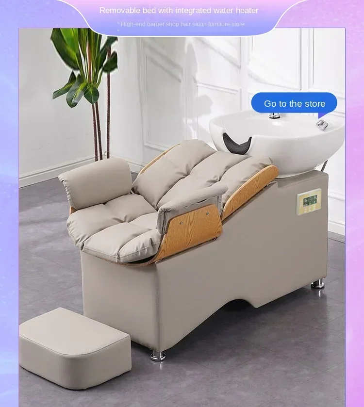 

Barber shop special shampoo bed, semi-reclining with instant hot water heater in one