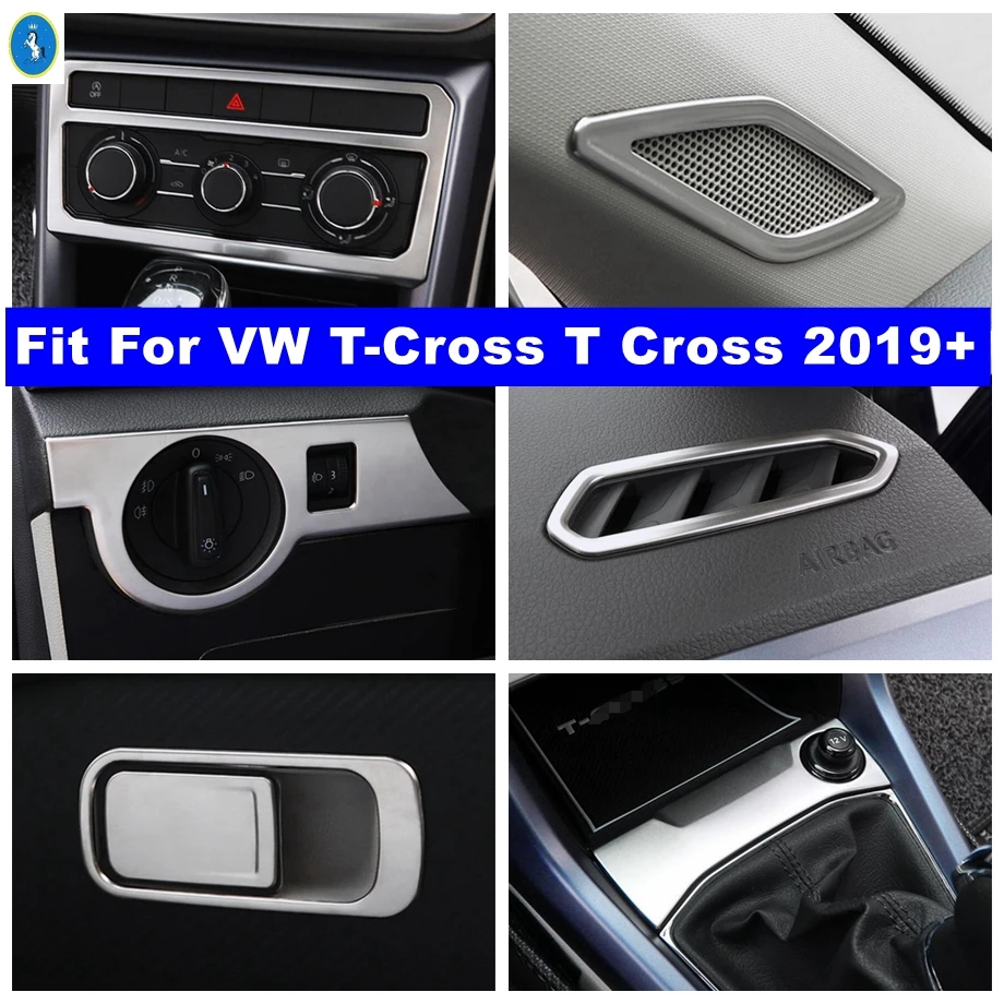 

Pillar A Speaker / Glove Storage Box / Center Control Panel Cover Trim Fit For VW T-Cross T Cross 2019 - 2022 Silver Accessories