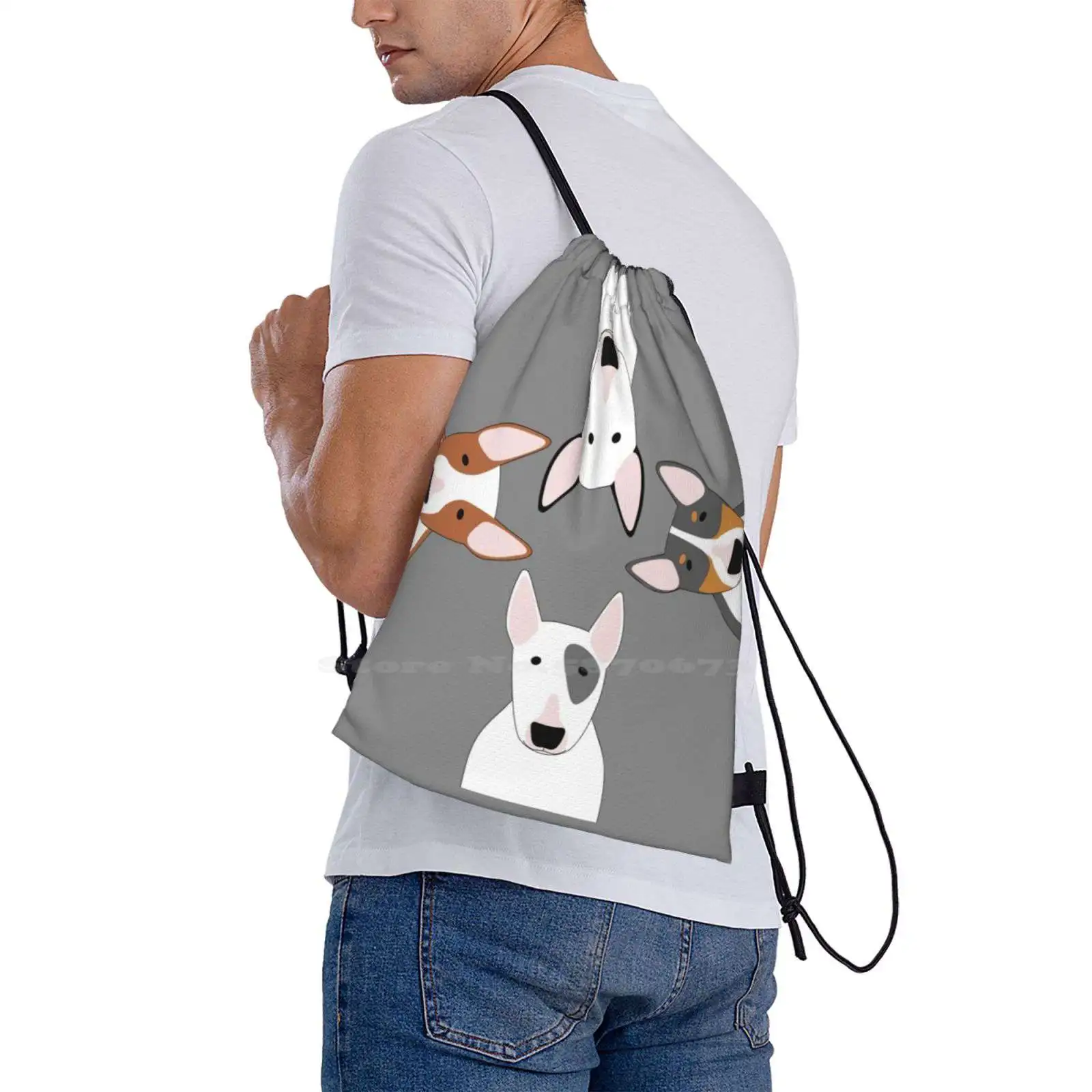 Bull Terrier Squad Hot Sale Schoolbag Backpack Fashion Bags Dogs Animal Pets Bully Funny Bull Terrier Dog English Bull Terrier