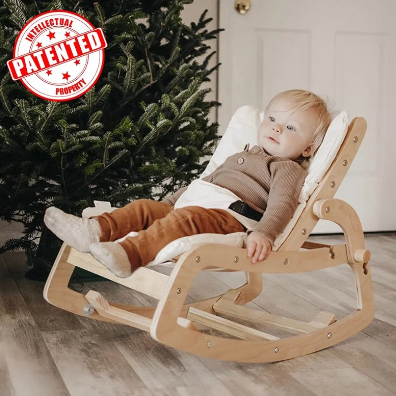 Simple installation of household wooden rocking chair for children wooden rocking chair