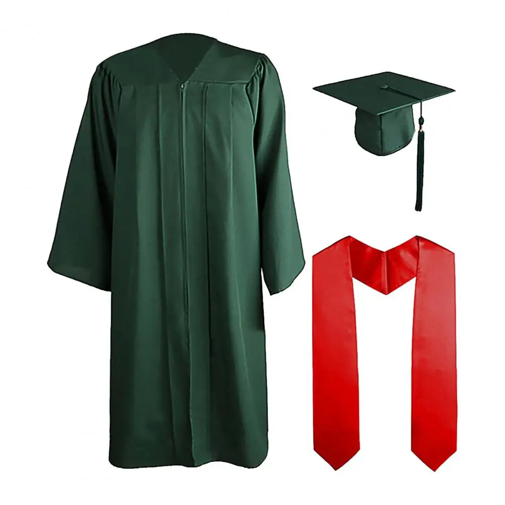 3Pcs/Set Adult Graduation Gown Hat Set Unisex School Uniform Cosplay Bachelor Costume Set Academic Gown Academic Hat Cape Set