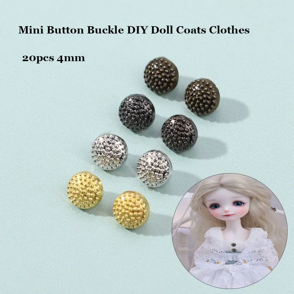20pcs 4mm Dollhoues Miniature Pattern Decoration DIY  Clothes Metal Buckles Mini Coat Buttons Clothing Sewing Buckle