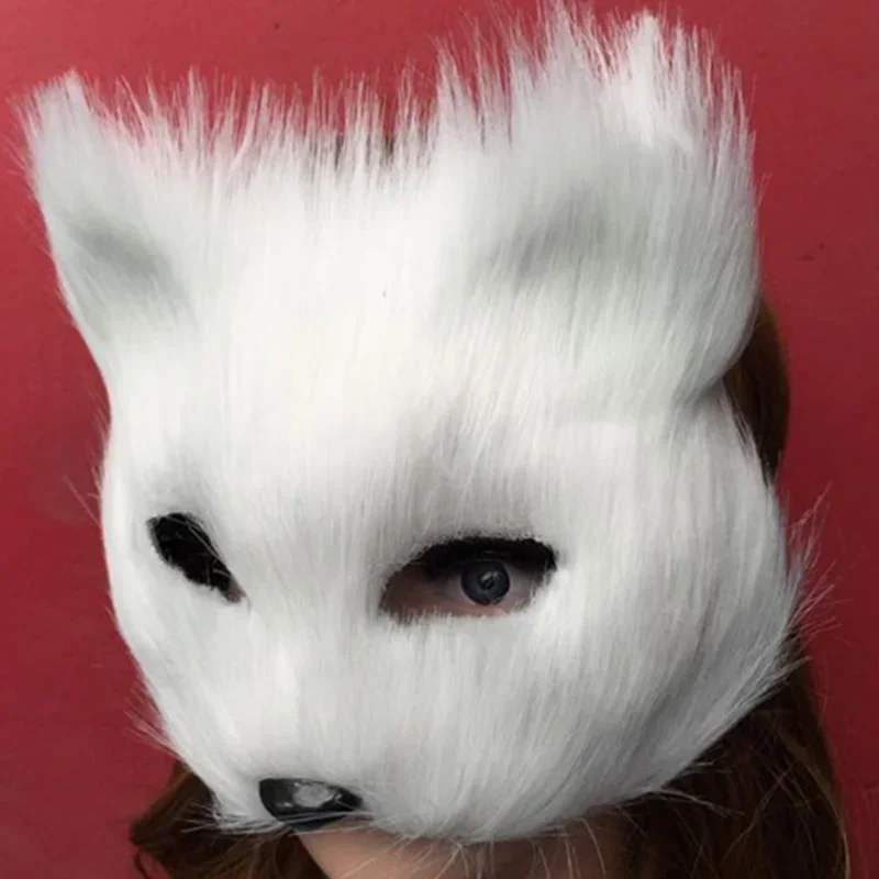 New Furry Fox Masks Half Face Eye Mask Cosplay Props Halloween Christmas Carnival Party Animal Cosplay Mask Costume Accessories