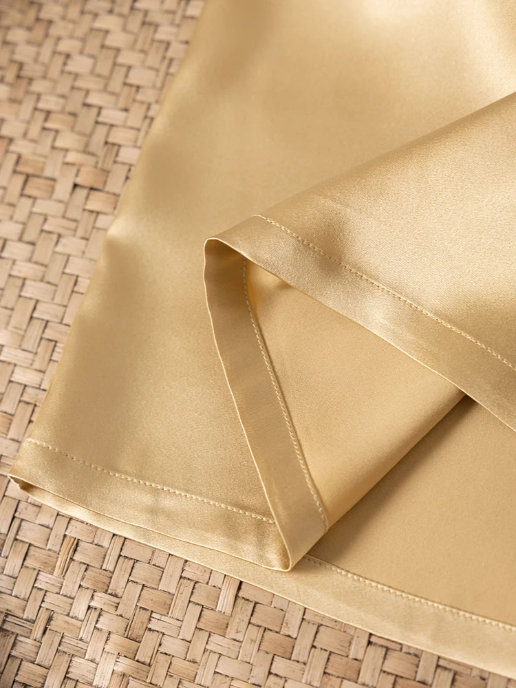 2025 Women's Casual Summer New 93% Natural Mulberry Silk Elastic Satin Champagne Versatile Round Neck Short Sleeve T-shirt