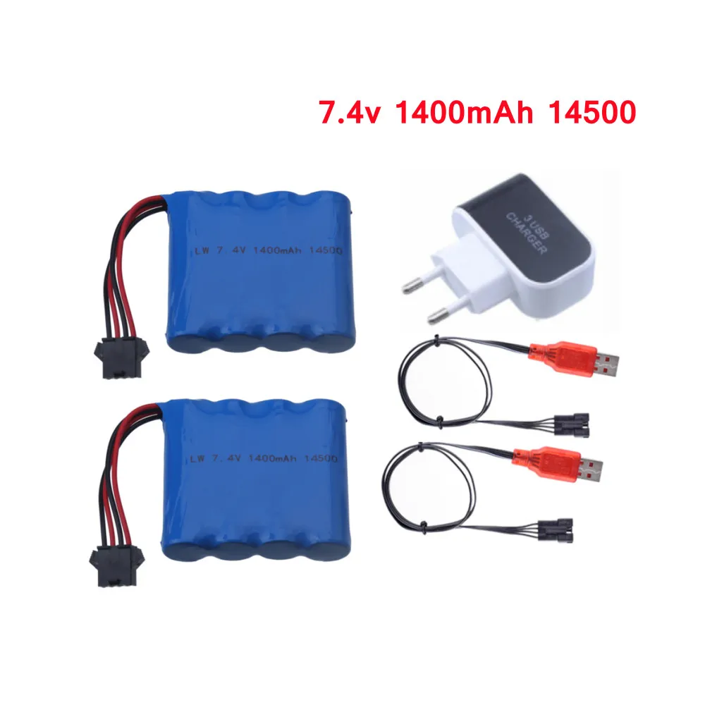 

7.4V 1400mAh 2S Lipo Battery and charger set For DE36W 1:16RC Off-Road 4WD High-Speed Climbing Drift Racing toy accessories