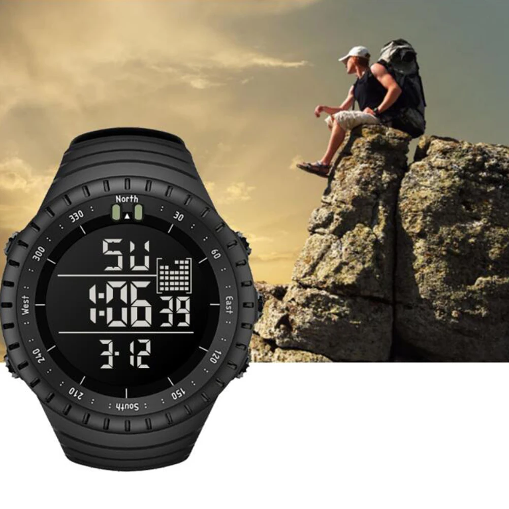 

Men Watch 50M Waterproof Electronic LED Digital Watch Men Outdoor Mens Sports Wrist Watches Stopwatch (Black)