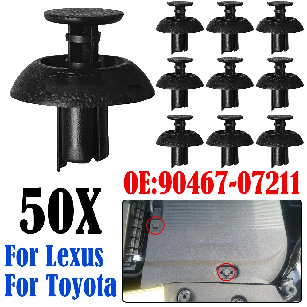 50pcs Car Fastener Bumper Grille Push-Type Retainer Clips For Toyota Camry Lexus Lexus Ct20h Corolla E150 E120 90467-07211