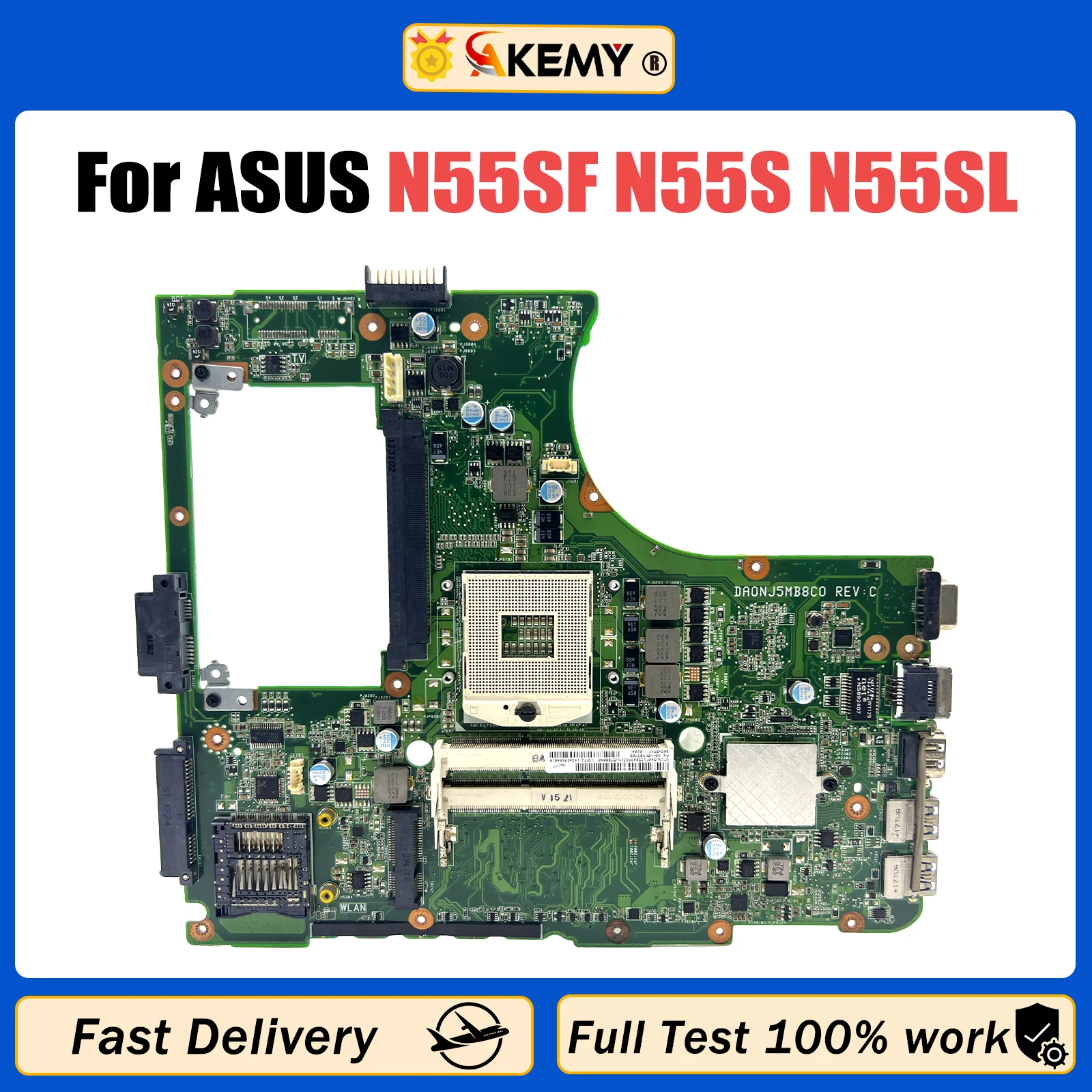 

Материнская плата AKEMY N55SF Материнская плата ASUS N55S N55SL N55SF для ноутбука DA0NJ5MB8C0 HM65 PGA989 DDR3