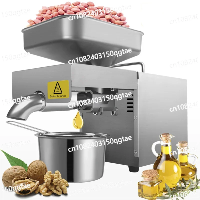 110V/220V Household Electric Oil Press T6W Flaxseed Sesame Peanut Oil Press 610W Stainless Steel Temperature Control Oil Press