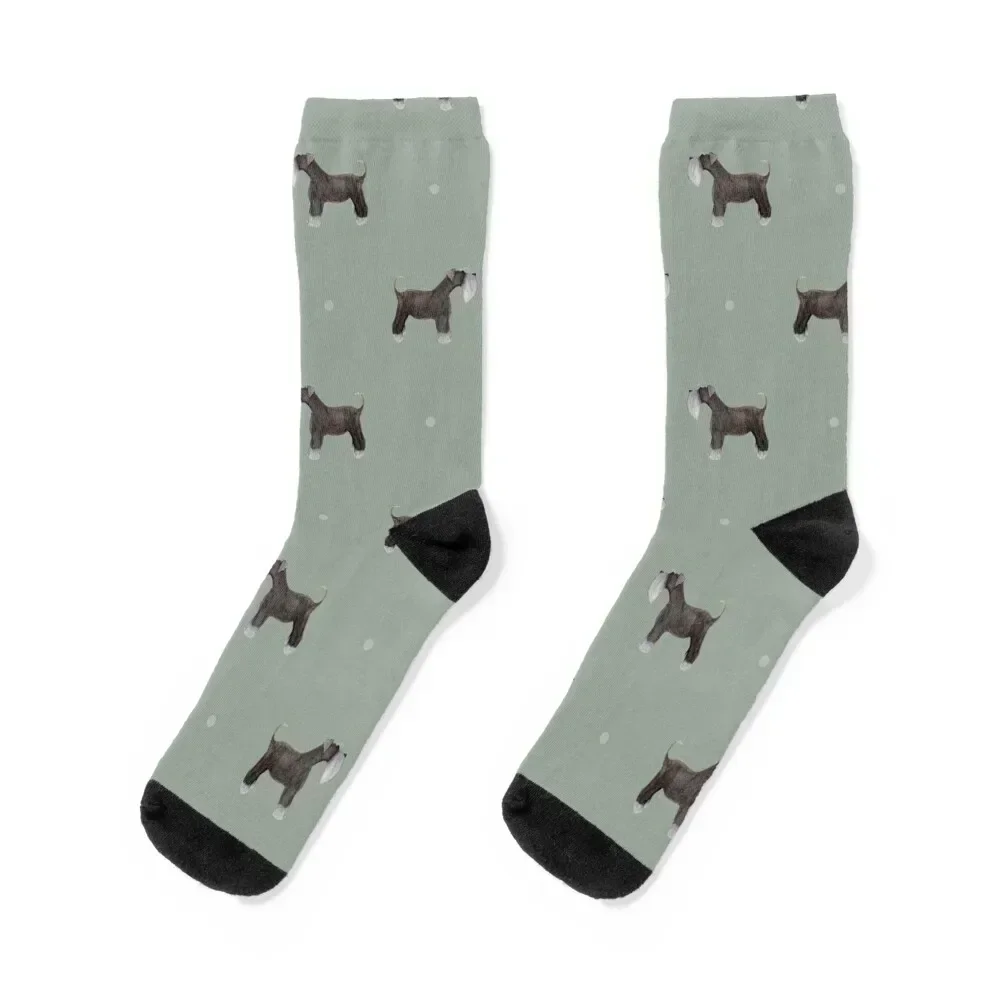 

Side facing Schnauzer Repeat Pattern Sage Green Socks anime cute Christmas Hiking boots Socks Male Women's