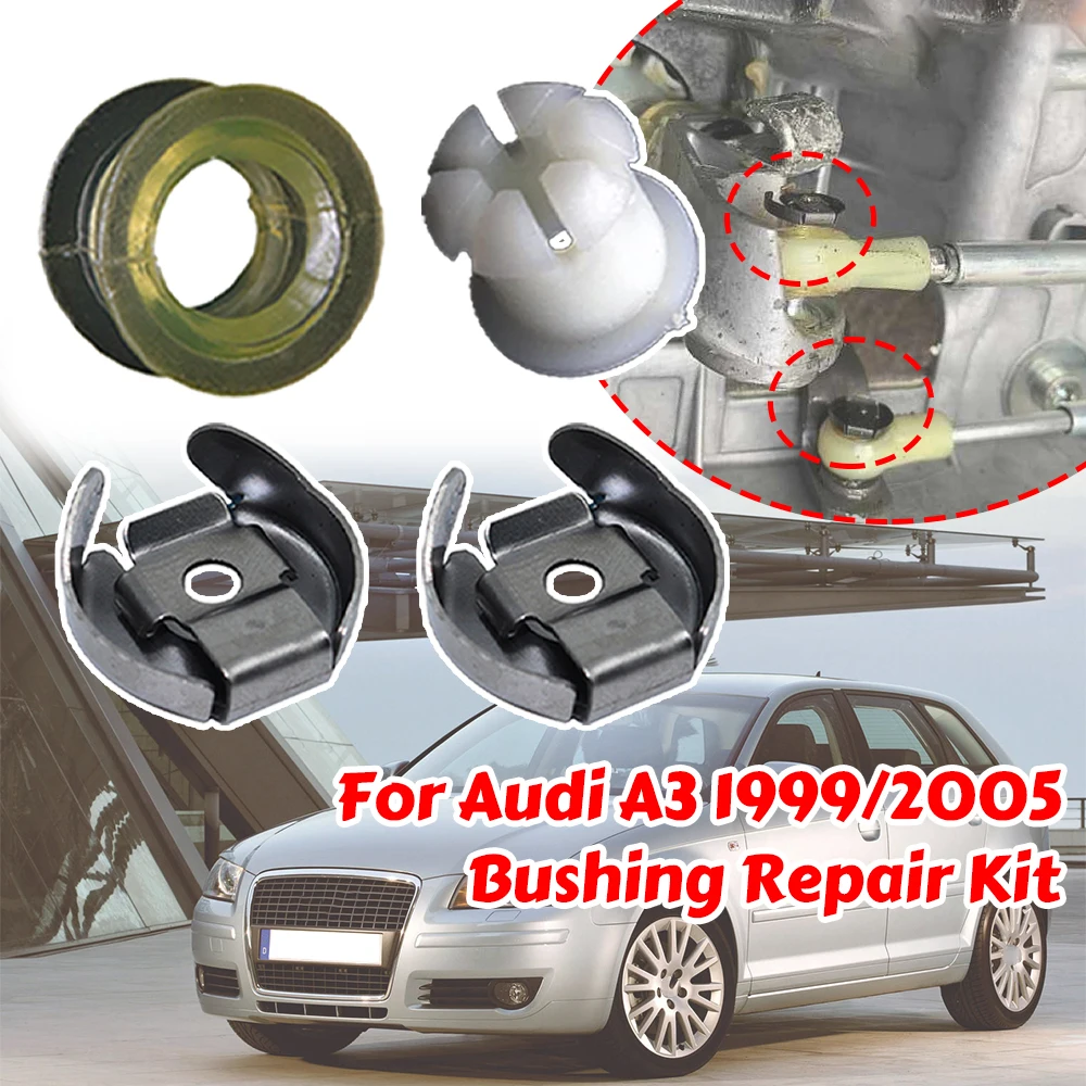 

4XManual Gear Shift Lever Cable Bushing Repair Kit For Audi A3 1999 2005 VW Golf Gearbox Selector End Linkage Rubber Sleeve Clip