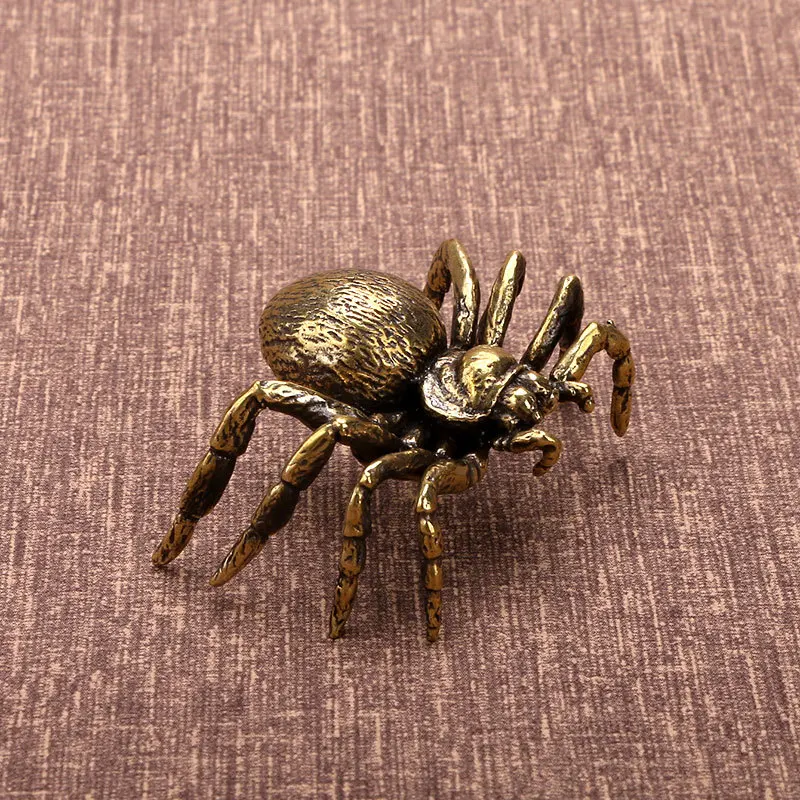 Solid Brass Wolf Spider Biomimetic Animal Sculpture Ornament