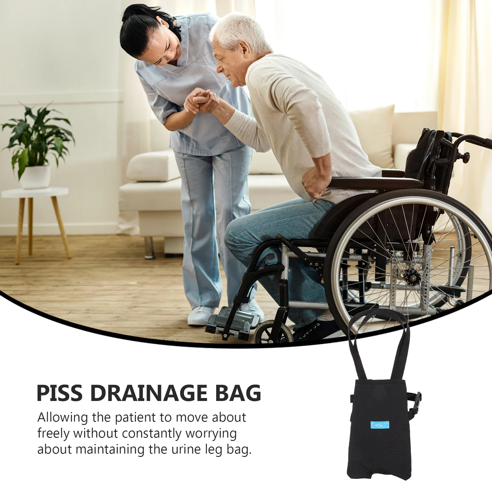 

1Pcs 1500Ml Old Man Nursing Bag Portable Urine Storage Pouch Cotton Made Adjustable Shoulder Strap for Patient Daily Use Travel