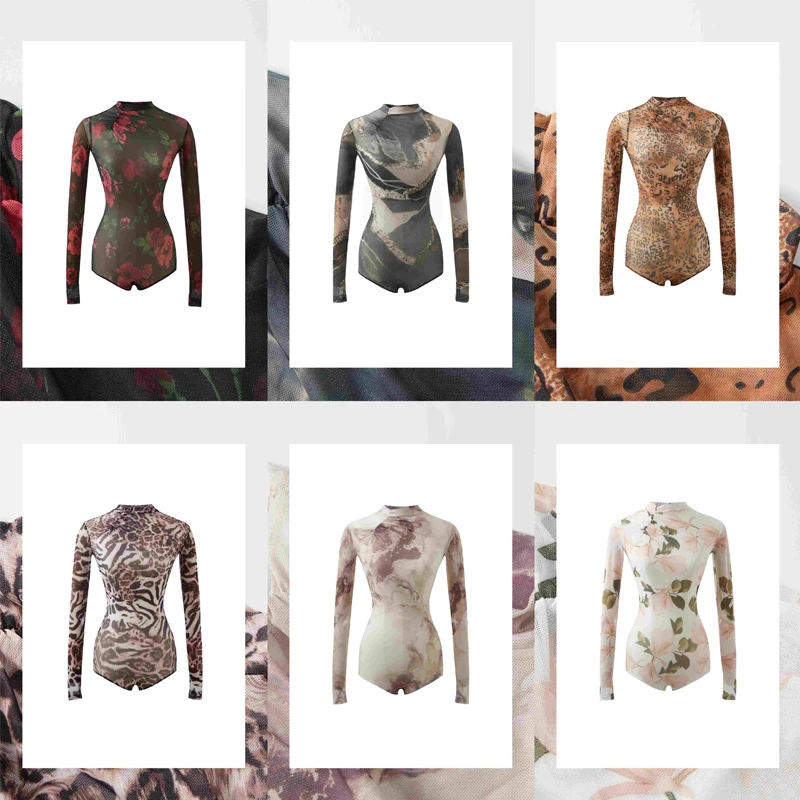 

6 Colors Long Sleeves Latin Dance Bodysuit Adults Samba Rumba Latin Dance Tops Women Ballroom Dance Top Training Wear SL14049