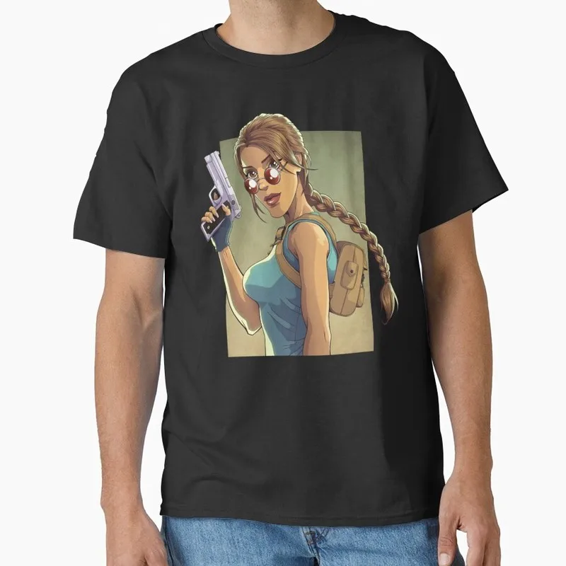 Retro Video game Tomb Raider Angel of Darkness Lara Croft Gift t shirt for gamer 1016 Short Sleeve Graphic Clothes US Size Tee