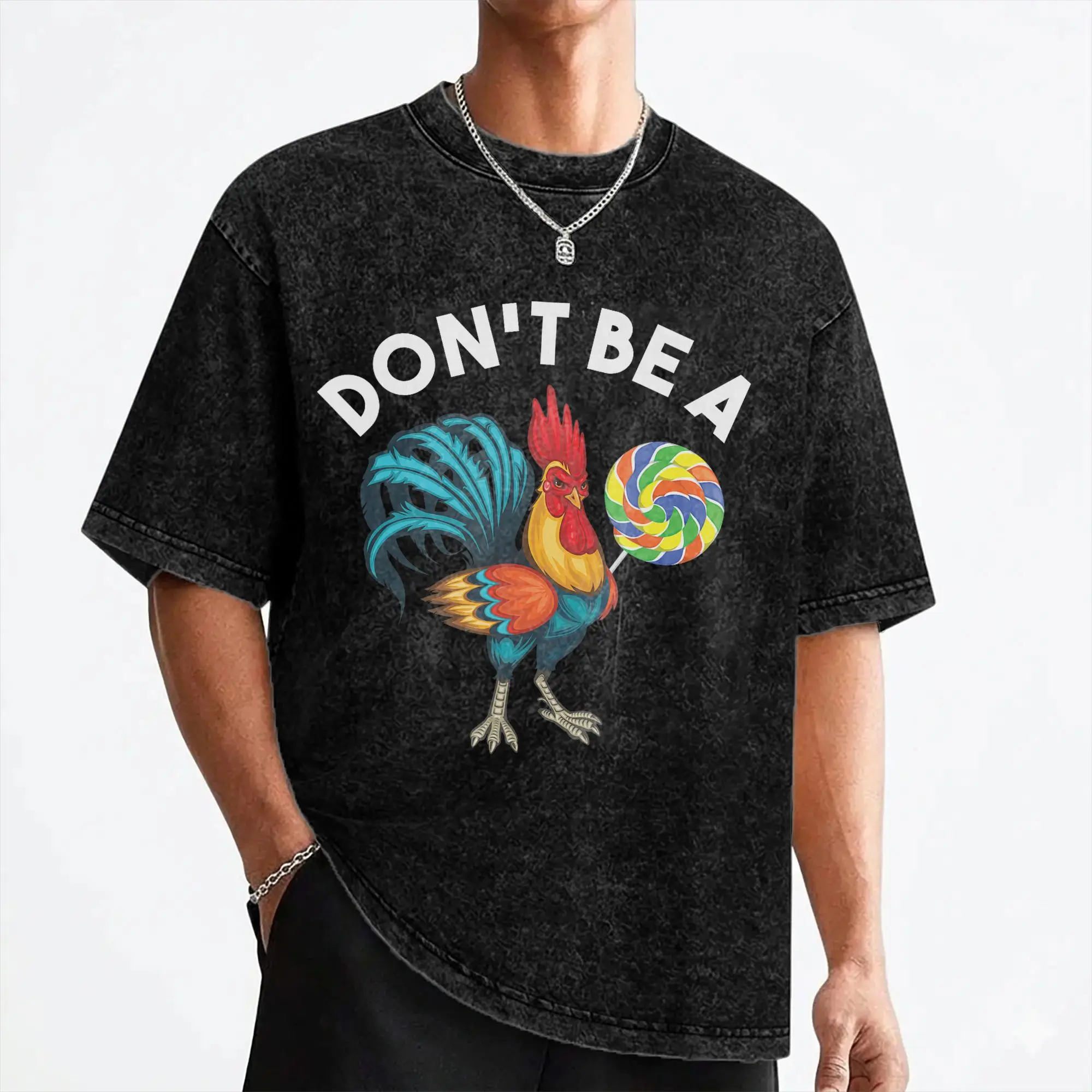 Don't Be A Sucker Funny Chicken Meme T Shirts Washed Short Sleeve Harajuku T-Shirt Men Women Streetwear Summer Tee Shirt