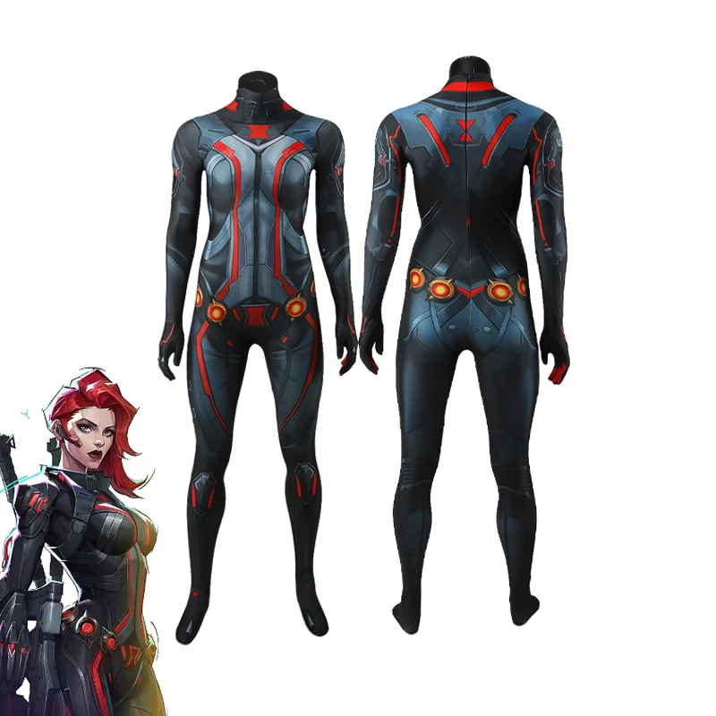 المنافسين امرأة تأثيري الأرملة السوداء زي PS5 لعبة ثلاثية الأبعاد مطبوعة دنة خارقة ارتداءها وتتسابق هالوين زي الفتيات