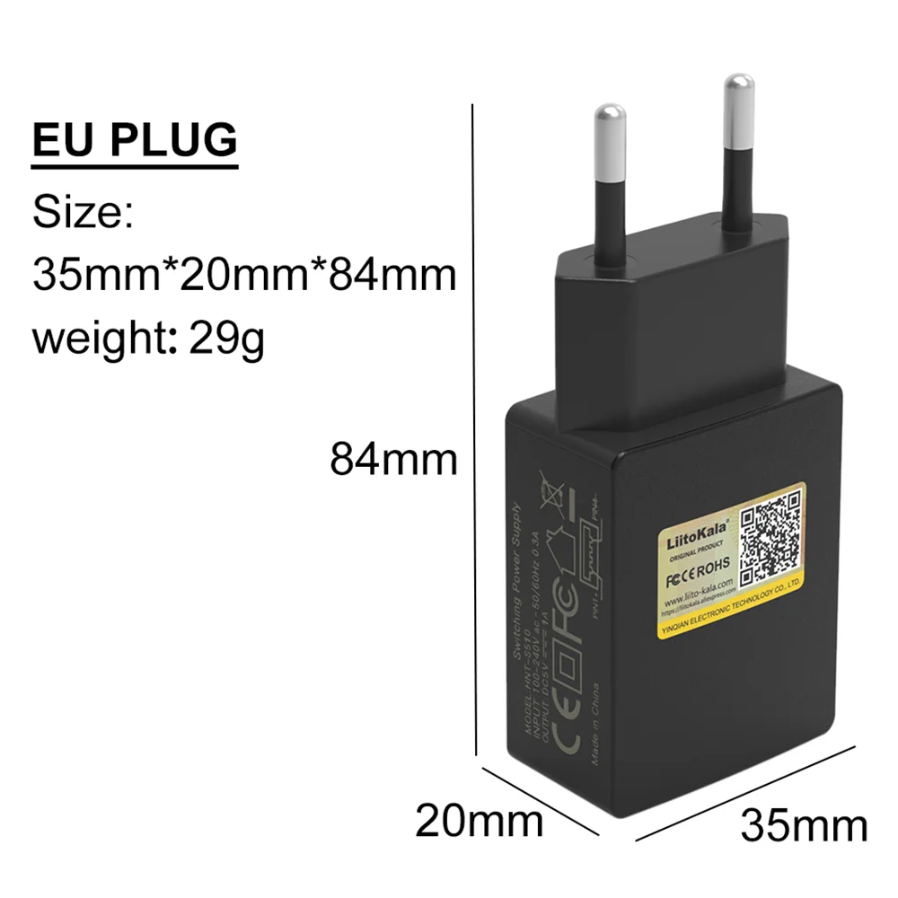 LiitoKala USB Charger EU US UK Plug USB Phone Charger 5V/2A Travel Wall Charging Adapter for CellPhones Adapter