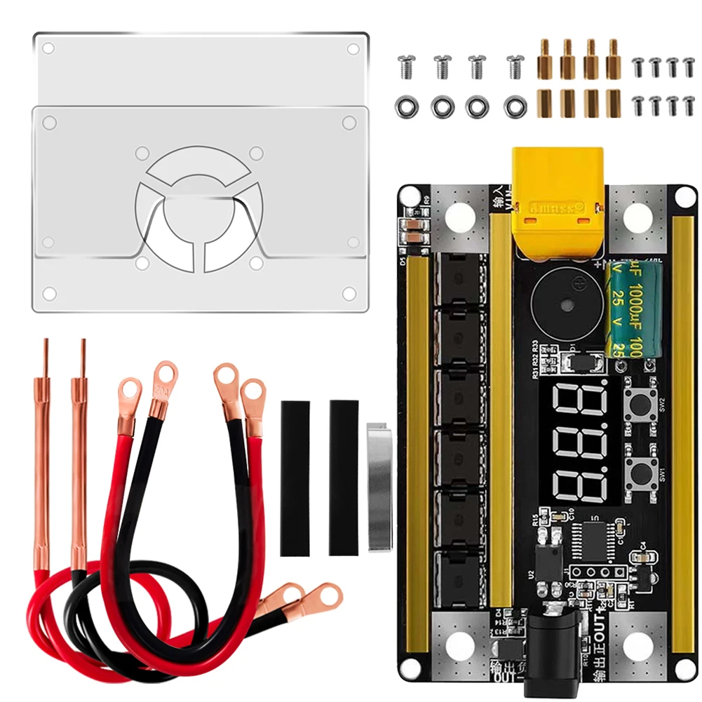 

DIY Mini Spot Welding Machine 8-24V 99 Gears Adjustable Spot Welder Kit 0.1-0.2mm Nickel Sheet PCB Circuit Board Welding Tools