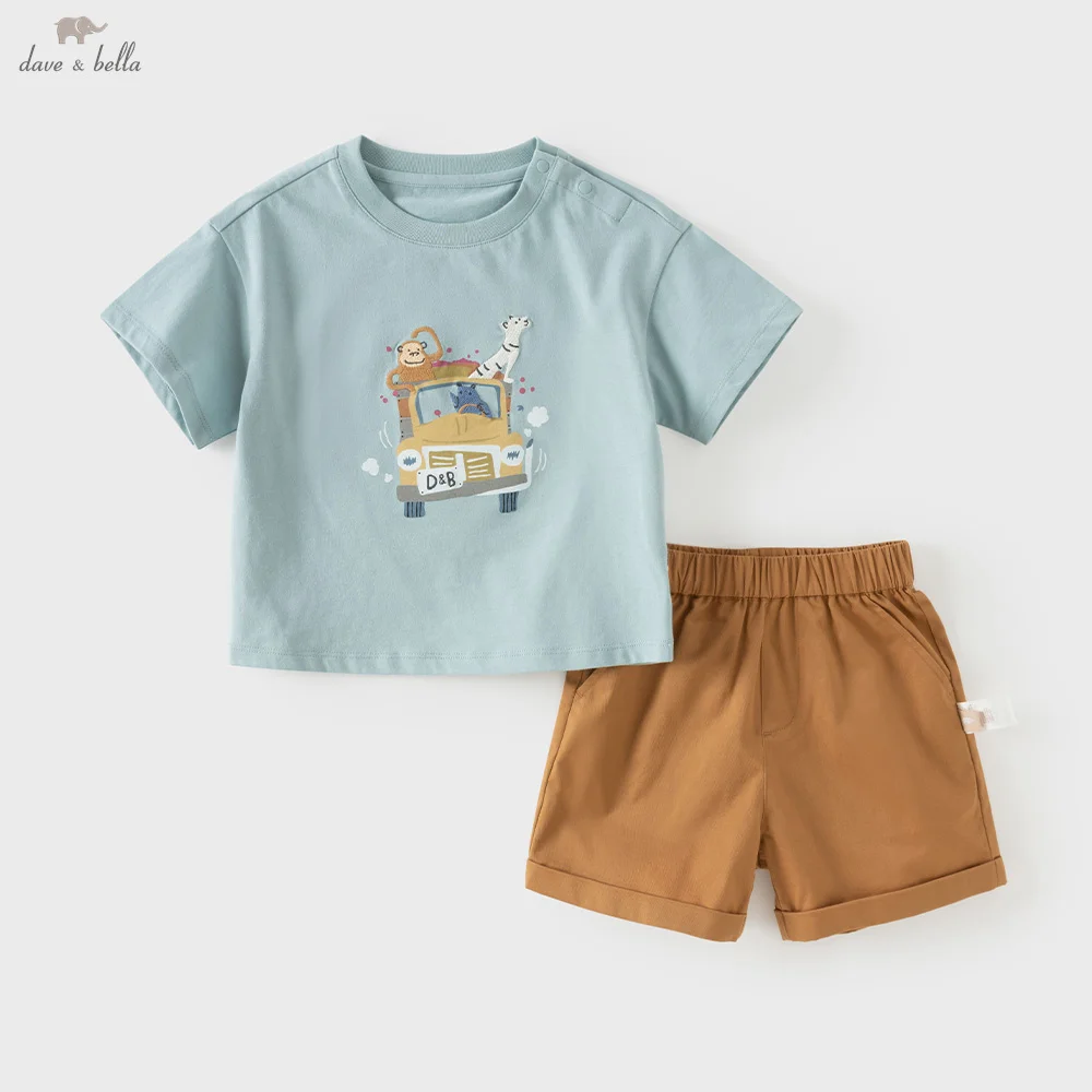 Dave Bella Boys Summer Set T-shirt Shorts Children Two-Piece Suit Printed Short Sleeve Cool Top Trousers Clothing Set DB2261627