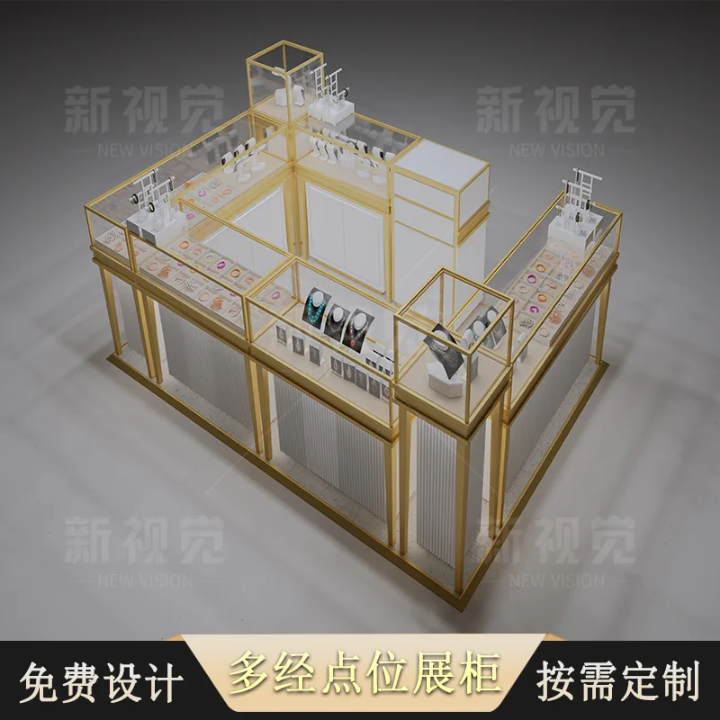 

Customized. Shopping Mall Multi-Channel Point Ornament Display Cabinet Stainless Steel Glass Jewelry Cabinet Taichung Pavilion J