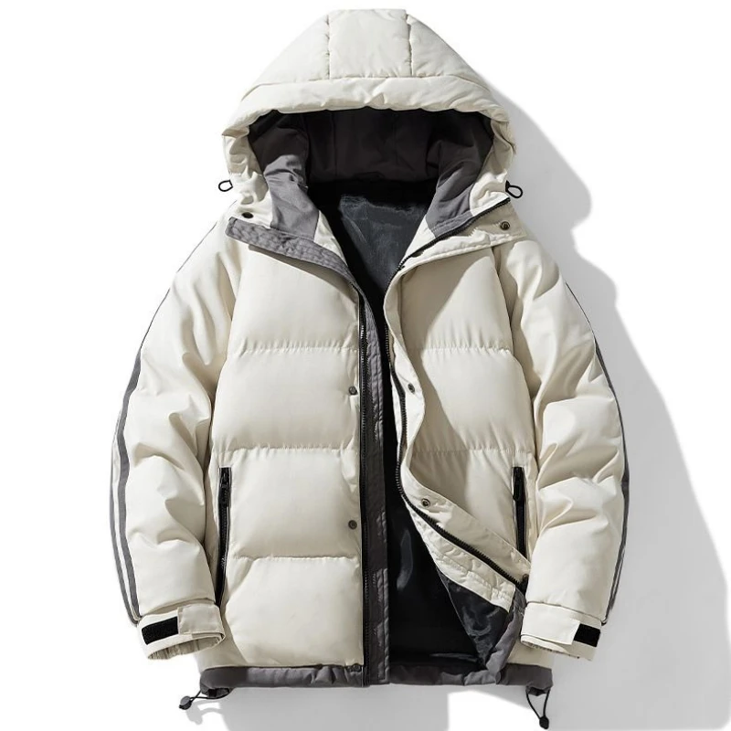 Men's Loose Fit Hooded Cotton Padded Jacket Winter Warm Coat 2025 New Arrival Casual Oversized Parka with Hood No Down