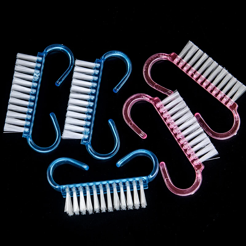 1/5/10/20PCS Acryl Nagelborstel Willekeurige Kleur Nail Art Manicure Zacht Stof verwijderen Plastic Reiniging Nagelborstels Hoorn Grip Herbruikbaar