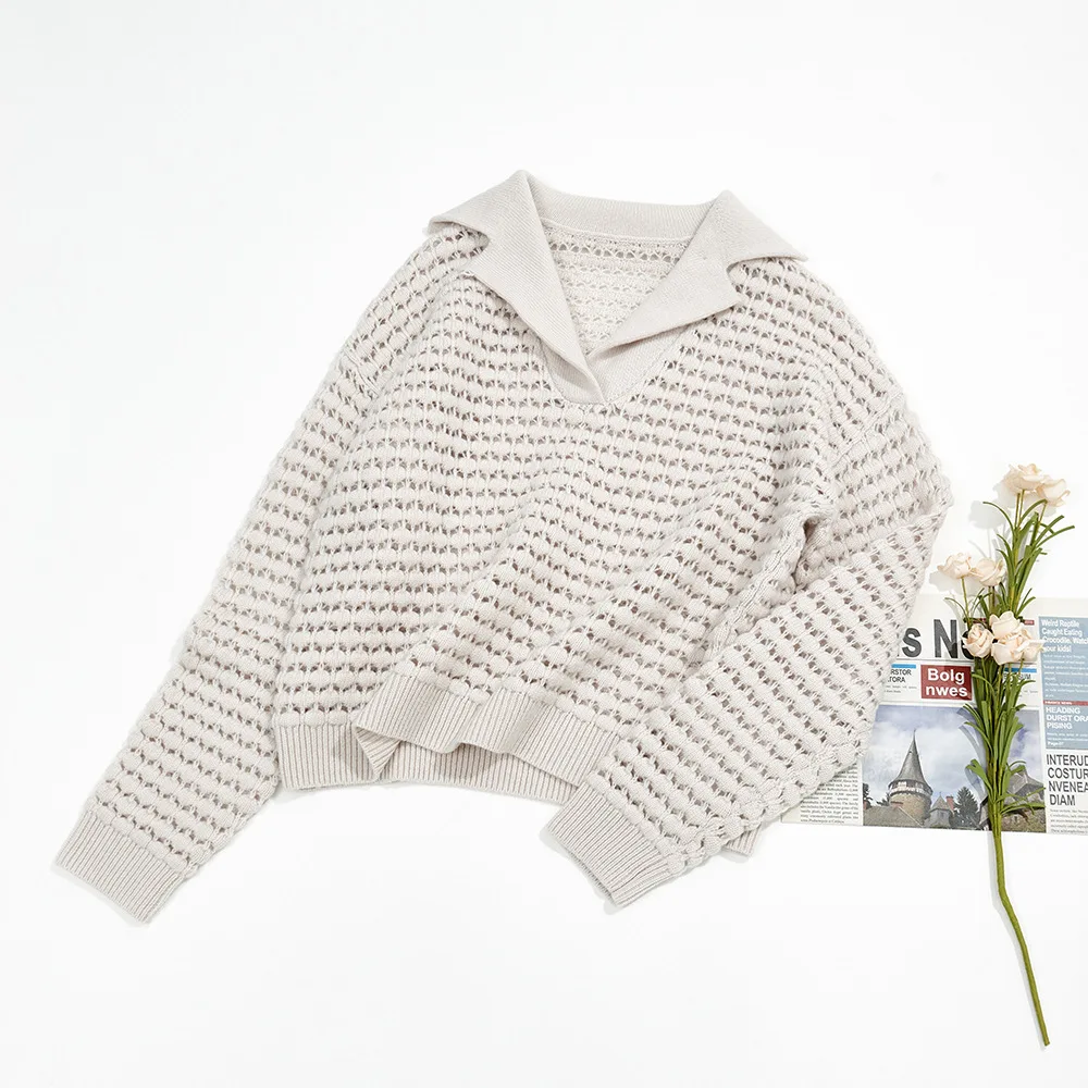 Hollow Knitted Sweater for Women, Fashionable Tops, Casual and Versatile, Autumn and Winter, New