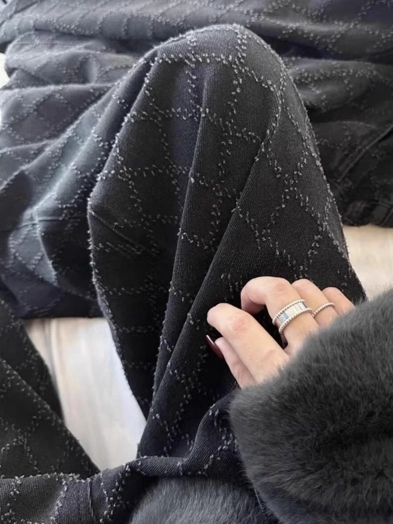 

Rouje Kefss Straight Pineapple Pattern Wide Leg Jeans Women Loose Floor-Length Jeans Autumn Fashion plus Size Women's Pants