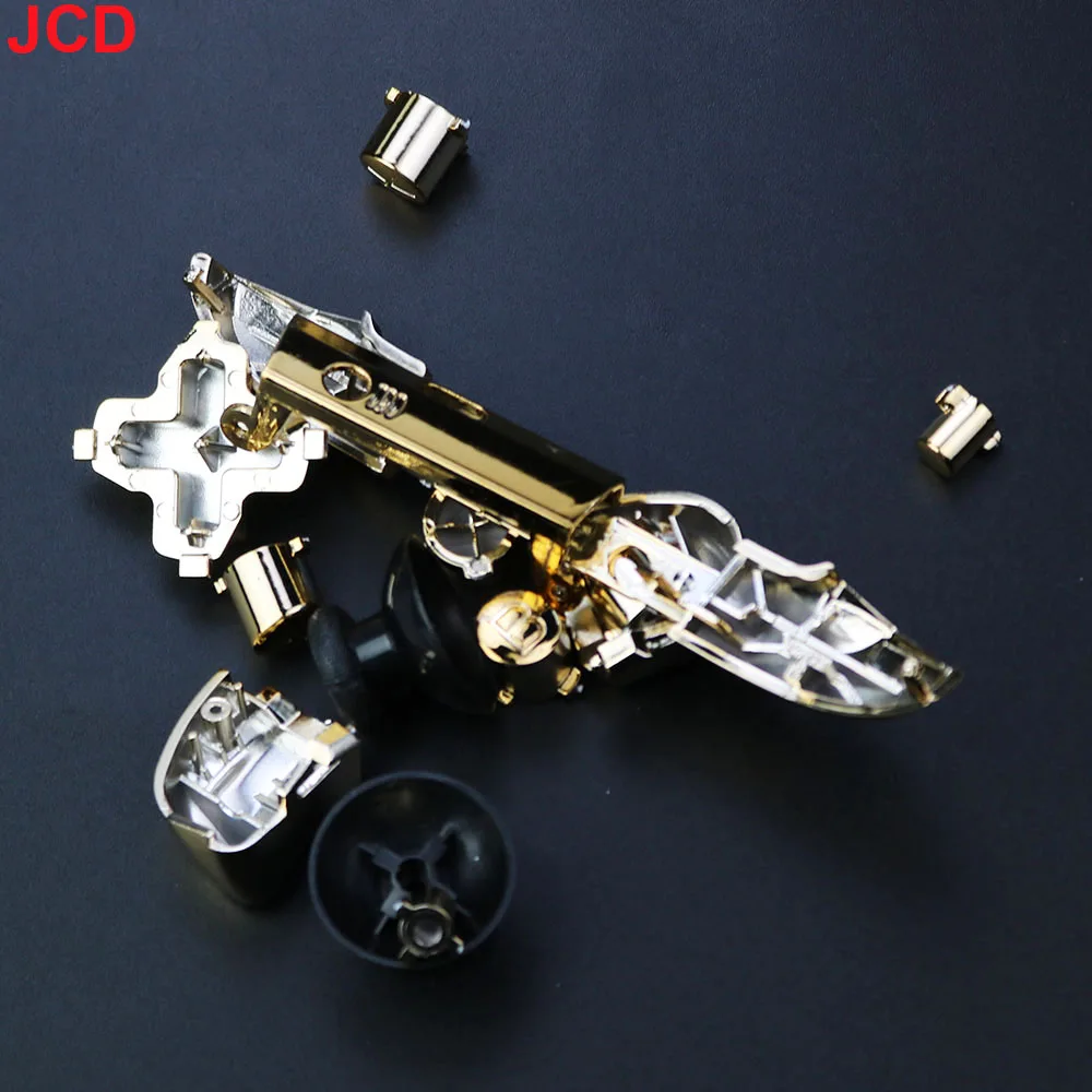 JCD 1set Full Chrome Button Replacement For Xbox One S Handle Dpad ABXY Trigger Grips stick Parts for Xbox One S Slim Controller