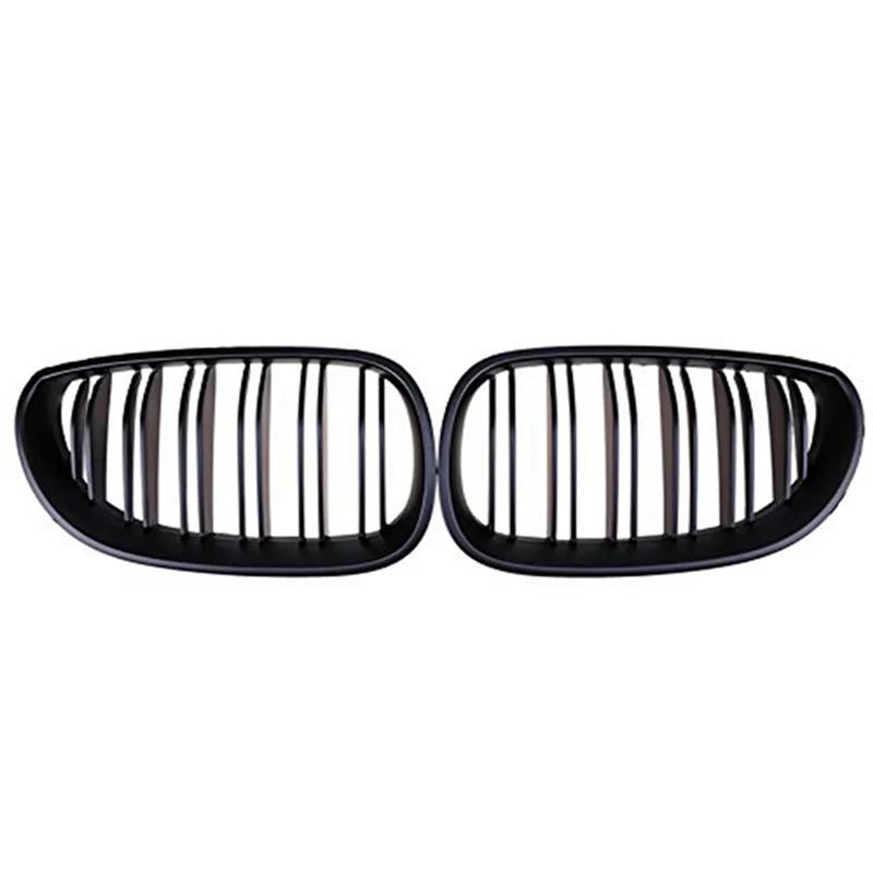 

Ac29-2X Front Bumper Hood Kidney Grill Replacement Dual Slat Sport Grilles For BMW 5 Series E60 E61 2003-2009(Matte Black)