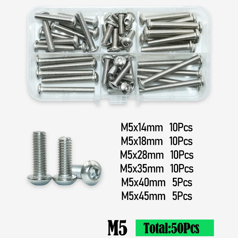 M2 m3 m4 m5 m6 m8 m10 a2 304 Edelstahl Sechs kant Innen sechs kant Innen sechs kant schraube Schraube runde Flach kopfs ch rauben Kit iso7380 – Detail 8