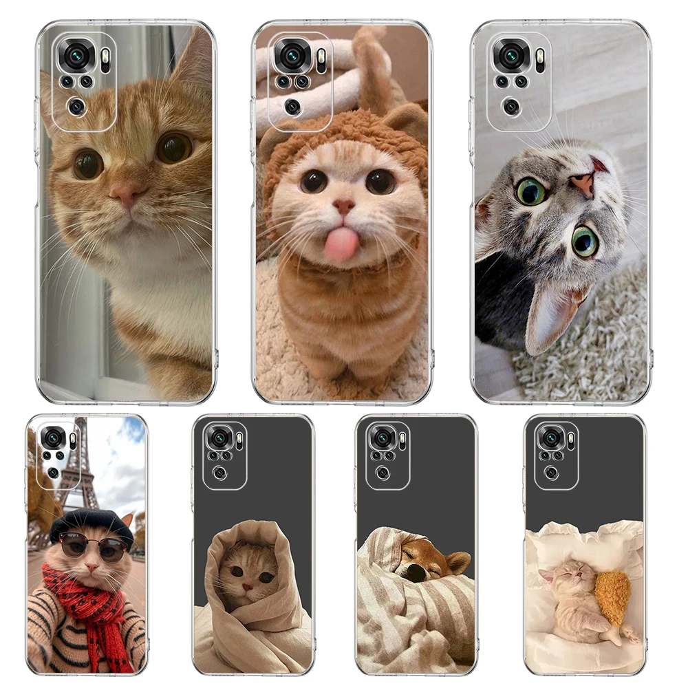 Coque de téléphone transparente avec dessin animé amusant de chat et chien pour Xiaomi Redmi Note 15 14 13 12 4G 10 11 Pro Plus 5G 14C 13C 12C 10C
