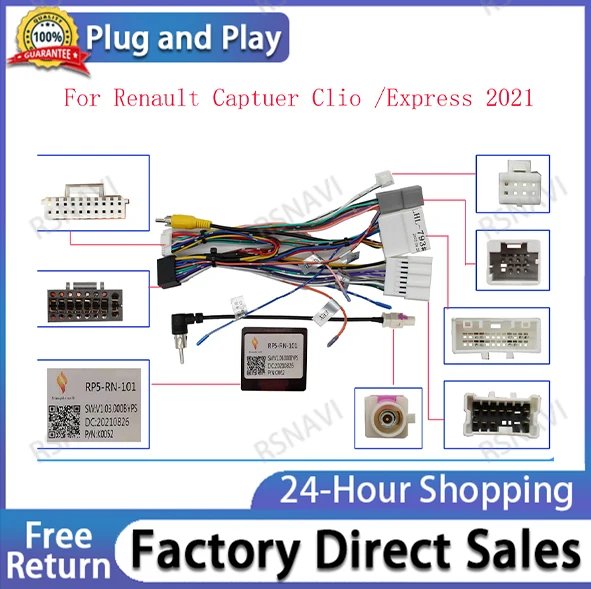 16 Pin Canbus box Adaptor XP-XB-011 For Renault Captuer Clio /Express 2021 With Wiring Harness Cable Android Car Radio Canbus