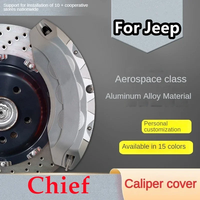 For Jeep Chief Car Brake Caliper Cover Front Rear 3D Aluminum Metal Kit Fit 2015