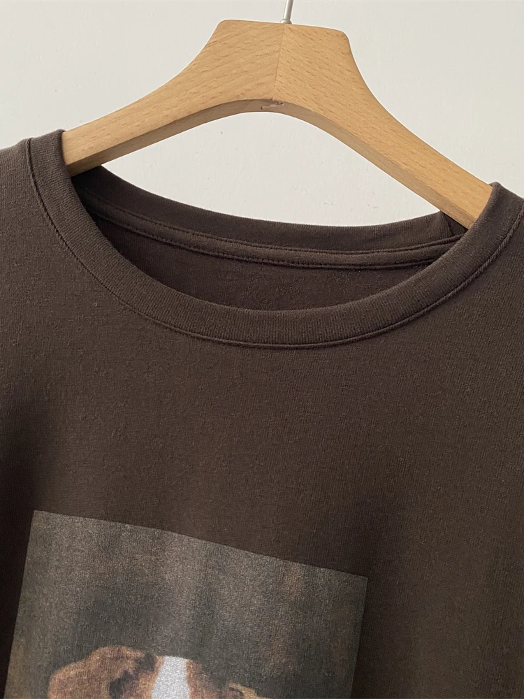 Loose Fit Long Sve Sweatirt Women's Print Base Layer Top Korean Sle round Ne Polyester Fiber Casual Comfortable