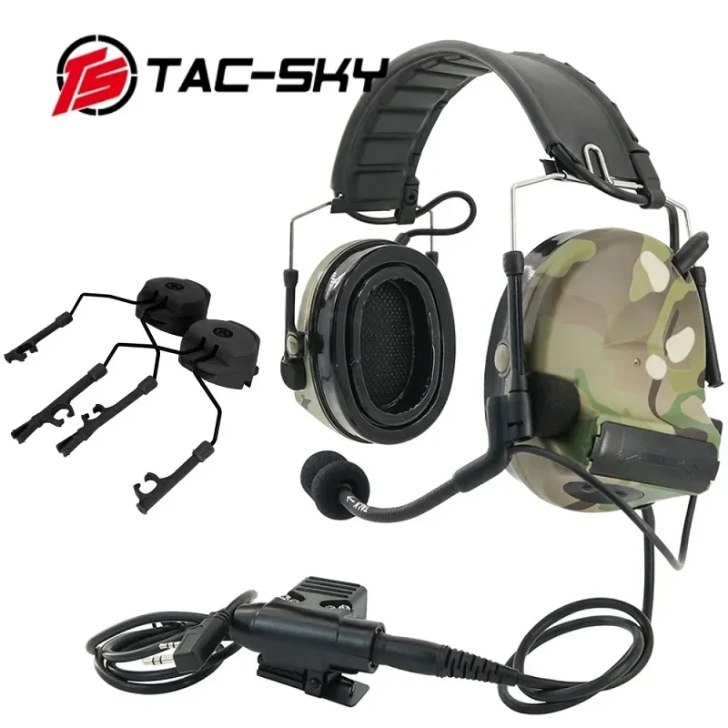 

TS TAC-SKY COMTAC 2 Tactical Airsoft, Outdoor, Pickup Headset with U94 PTT 2-Pin, ARC OPS-CORED Track Mount