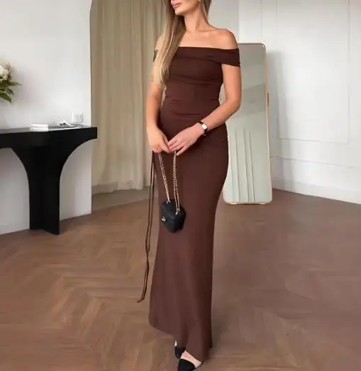 

2025 Summer New Women's Fashion Elegant Solid Color Sleeveless Backless Top with Strap Tight Skirt Set Women's Wear
