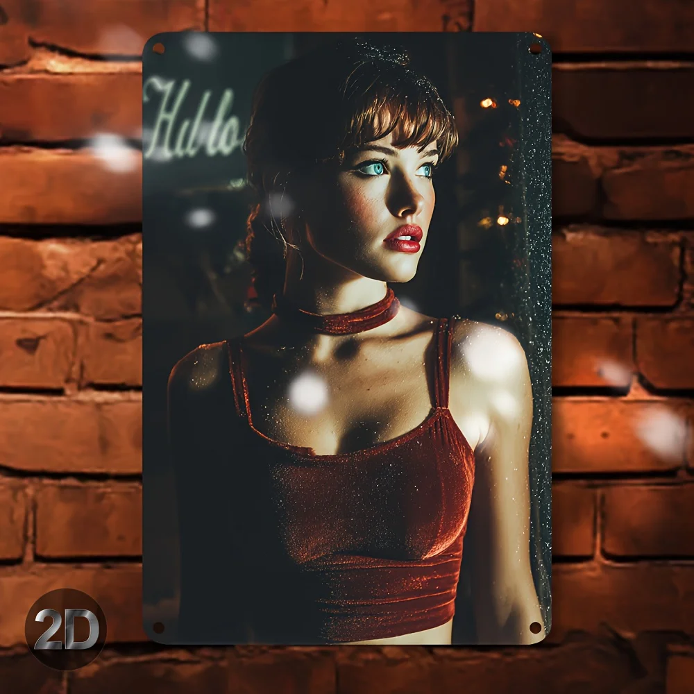 Retro „Hello“ Metall-Wandkunst-Schild 8x12 Zoll, Vintage Eisen-Dekorplatte für Zuhause, Büro, Bar, Wanddekoration mit rot-schwarzer Schrift