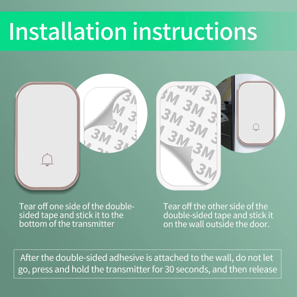 ONMYST Intelligent Wireless Doorbell Set Home Welcome Doorbell 300M Remote 7 Flash LED Light, 38 Ringtones smart DoorBell Chime
