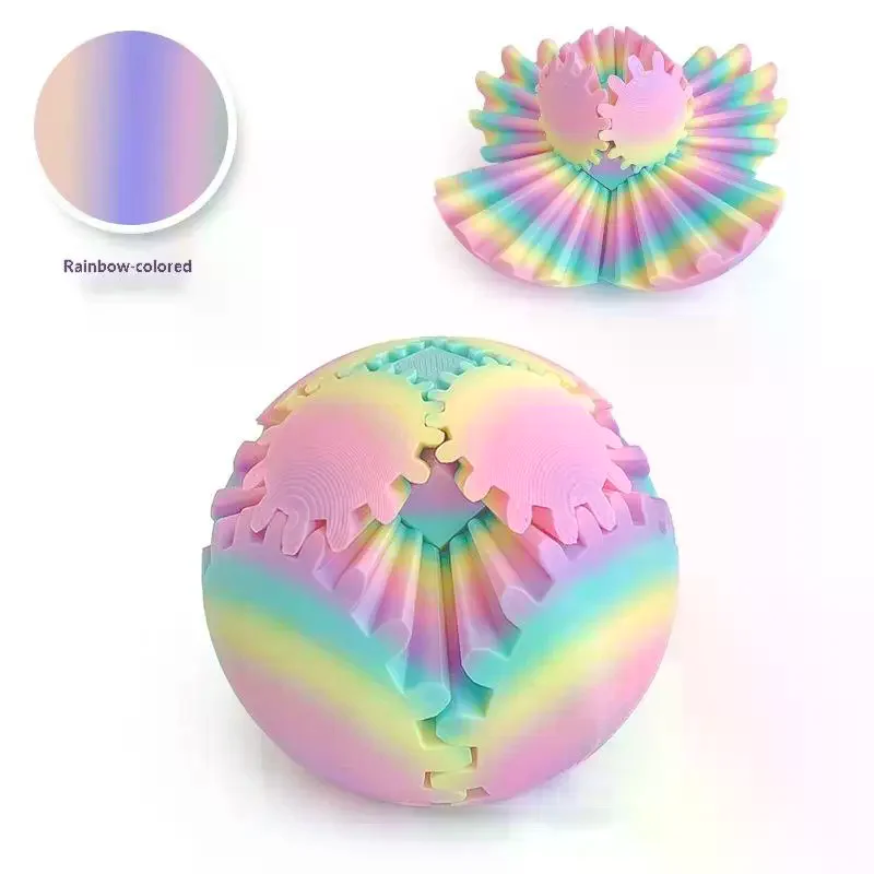3D Printed Gear Ball Fidget Toy Durable Spinning Stress Relief Sensory Toy for Office Workers Students Relax Gift