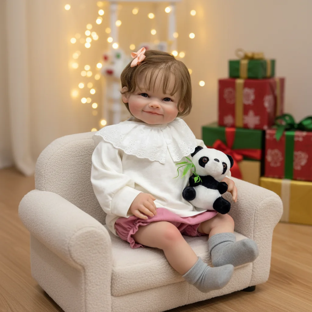 

24inch Raya Reborn Toddler Girl Rooted Hair High Quality Hand Painted Doll Soft Cloth Body 3D Skin