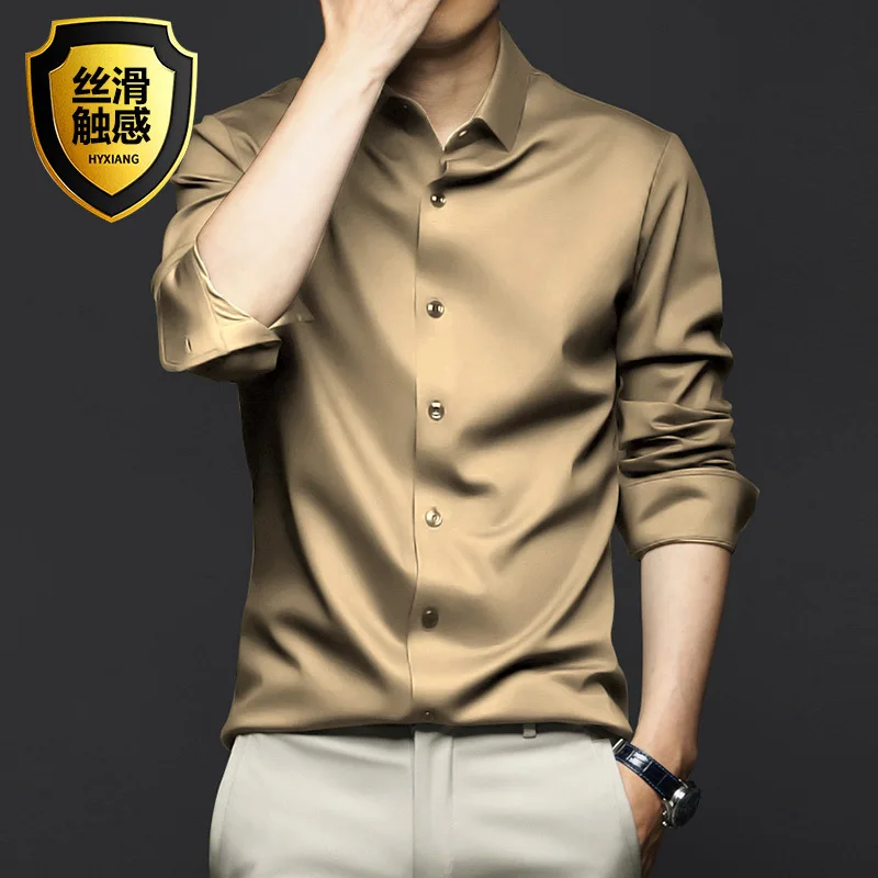 5xl hochwertiges Herren hemd Langarm nicht Eisen falten beständiges Business kleid High-End-Profi-Freizeit anzug blaues Hemd