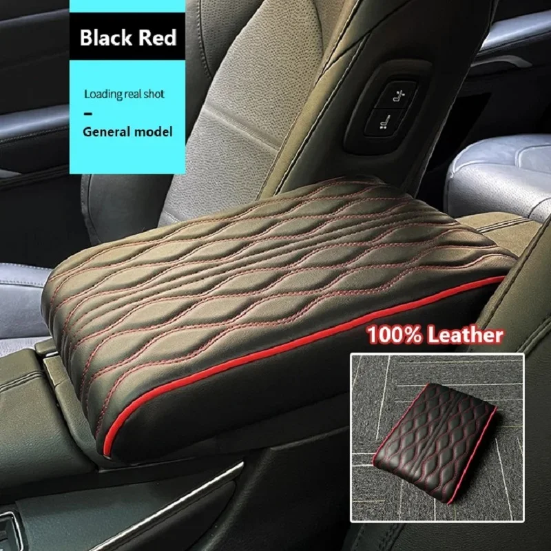 PU Leather Car Armrest Pad Cover Universal Center Console Wave Embroider Auto Seat Box Protection Cushion Hand Supports