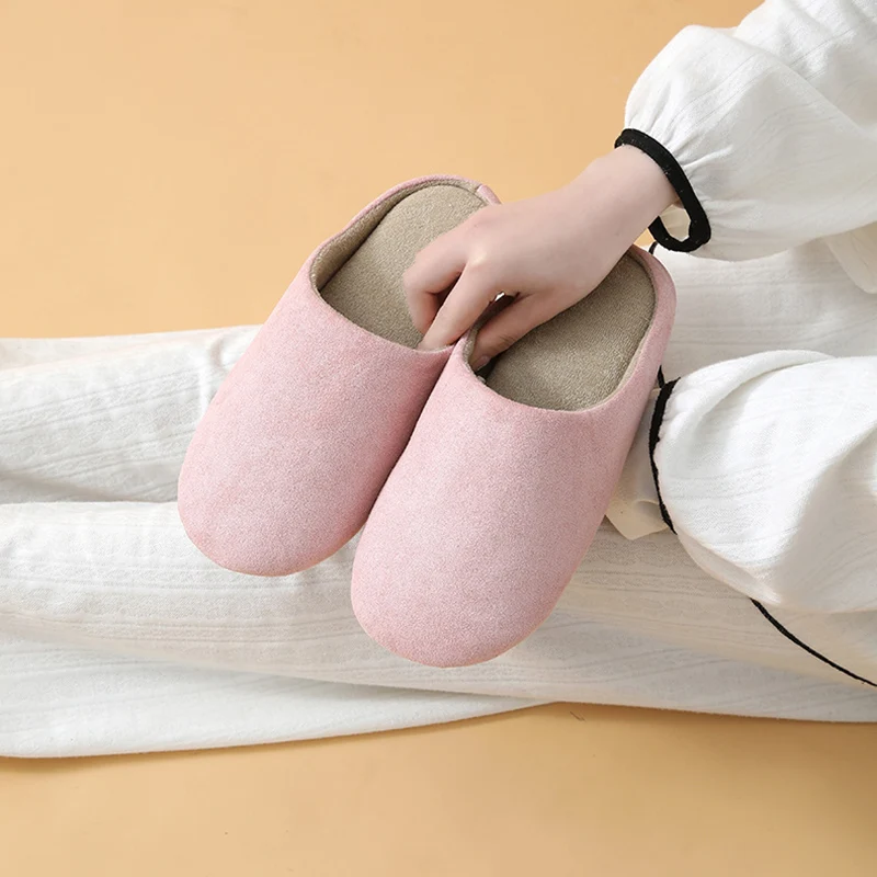 Bequeme Hausschuhe mit weicher Sohle, aus Baumwolle, für Damen, im Retro-Stil, aus Wildleder, warm, geräuschlos, in Übergrößen erhältlich, rutschfest, als Paar erhältlich. – Detail 6
