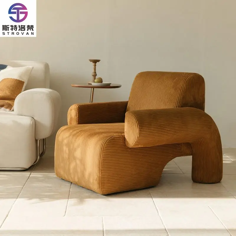 

Nordic Creative Single Chair Modern Retro Leisure Core Cloth with Luxury Simplicity for Living Room