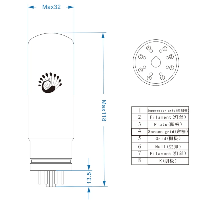 PSVANE 1:1 Re-อลูมิเนียมแกะสลักบล็อก EL34PH สูญญากาศหลอดสำหรับหลอดเครื่องขยายเสียง Hifi เครื่องขยายเสียง Precision การจับคู่จัดส่งฟรี