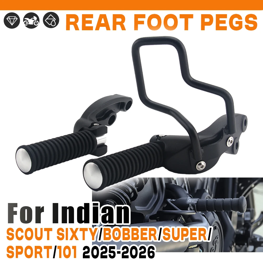 

For Indian Scout 2025-2026 Sixty Bobber 101 Sport Super Limited +Tech Motorcycle Rearset Footpegs Foldable Passenger Footrest